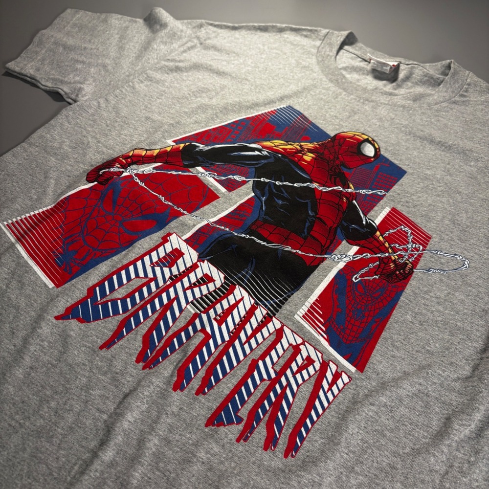 Marvel Spider-Man T-Shirt Bravery Graphic Crew Neck Gray Mens Large